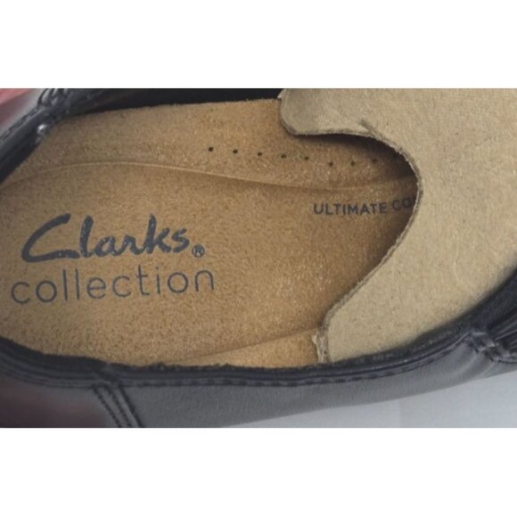 CLARKS Women's Emslie Warren black Leather Shoe Block Heel Side Zip size 8M - Picture 6 of 9